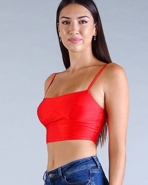 sexy spaghetti strap darted under bust crop top