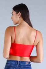 Sexy Spaghetti Strap Darted Under Bust Crop Top - Image 4