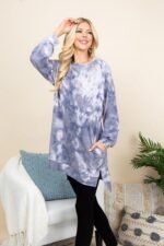 Ultra Cozy Tie Dye French Terry Brush Oversize Casual Pullover - Image 2