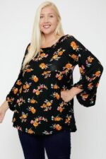 Floral, Bubble Sleeve Tunic - Image 2