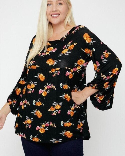 floral bubble sleeve tunic – u.s.a fashion