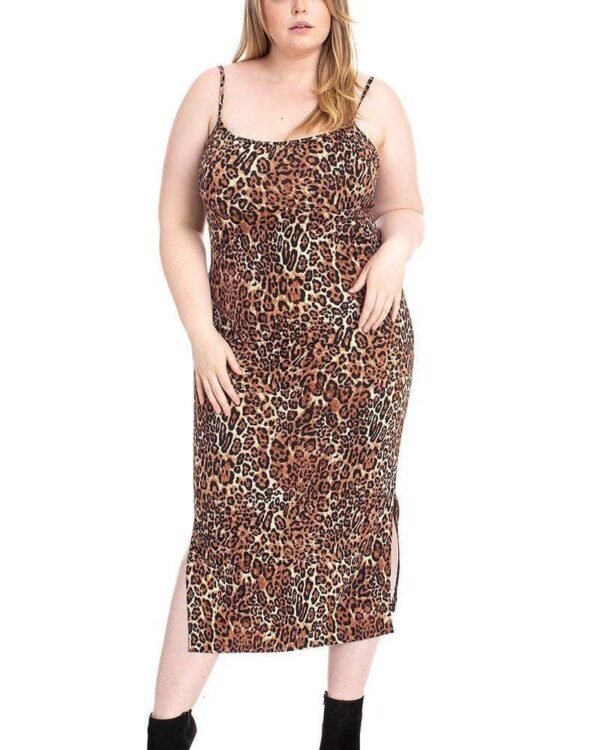 Leopard Print Cardigan & Dress Plus Size Set