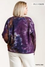 French Terry Tie-dye Raglan Long Sleeve Top With Raw Hem - Image 6