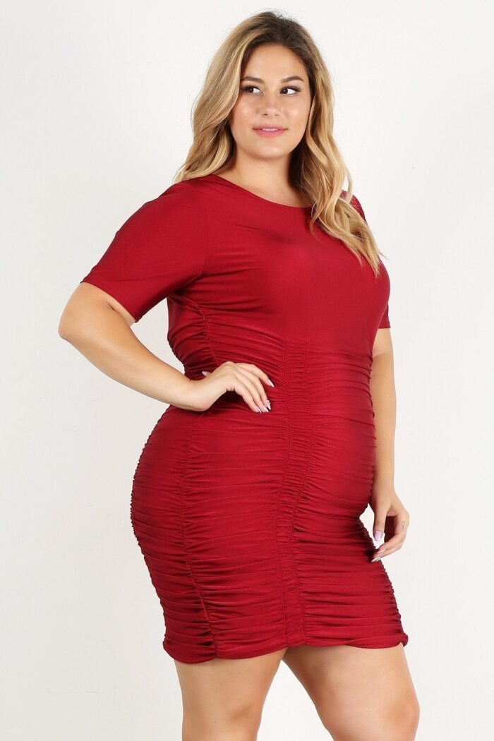 Plus size solid bodycon mini dress - image 4