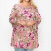 Floral, Bubble Sleeve Tunic Top