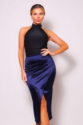 Sexy Gathered Front Crossover Midi Skirt Sexy Gathered Front Crossover Midi Skirt