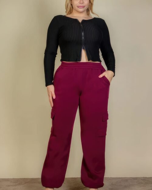 plus size side pocket drawstring waist sweatpants