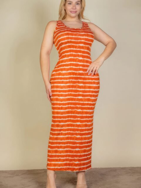 Plus Size Tie Dye Printed Tank Bodycon Maxi Dress
