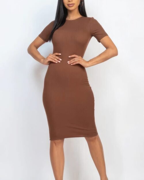 ribbed bodycon midi dress