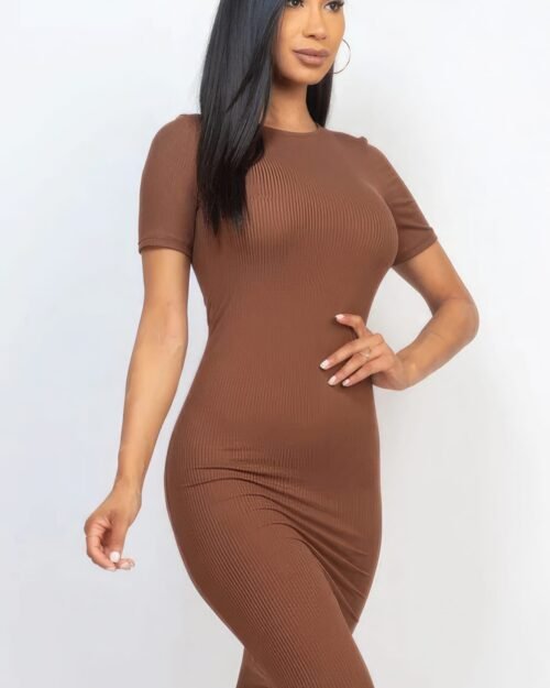 ribbed bodycon midi dress