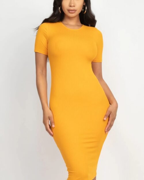 ribbed bodycon midi dress