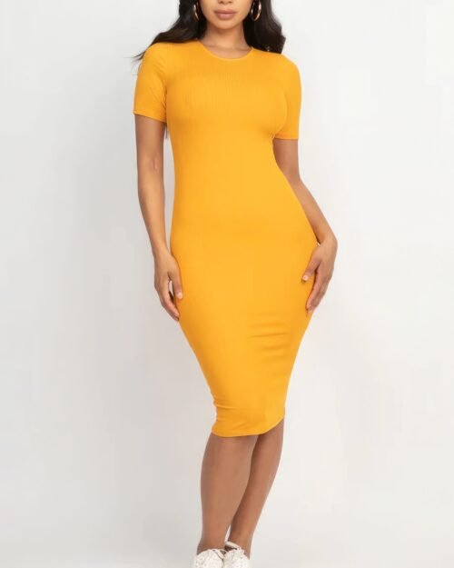 ribbed bodycon midi dress