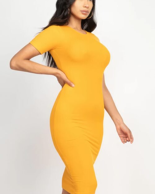 ribbed bodycon midi dress