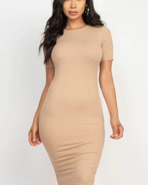 ribbed bodycon midi dress