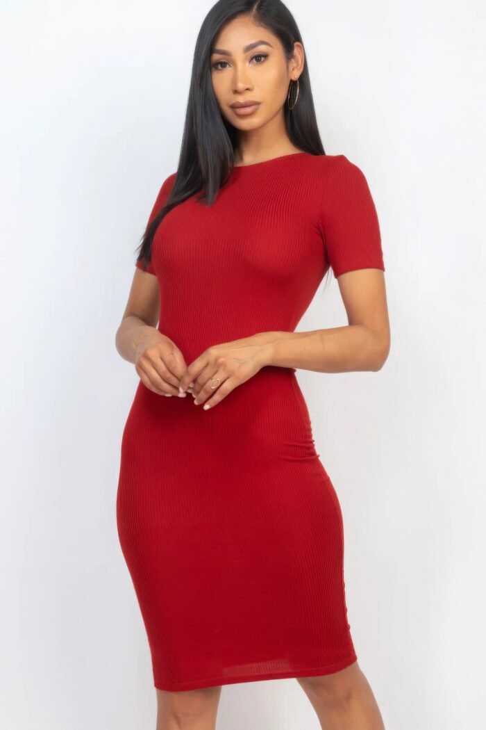 Ribbed bodycon midi dress