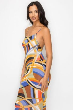Crossed Back Marble Print Multicolor Midi Dress Crossed Back Marble Print Multicolor Midi Dress
