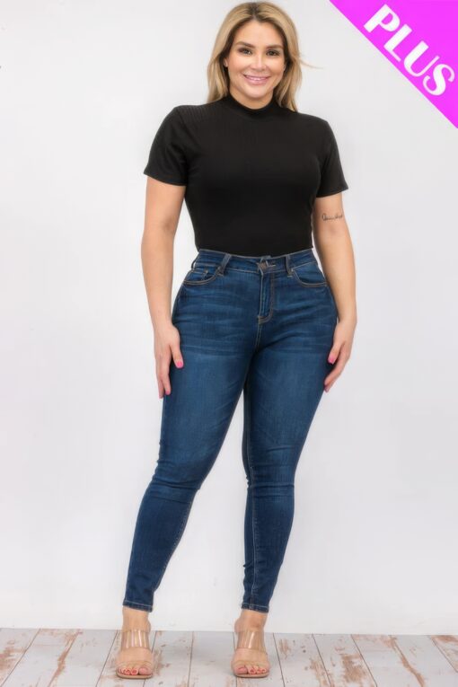 Plus Size Ribbed Short Sleeve Bodysuit - Image 12