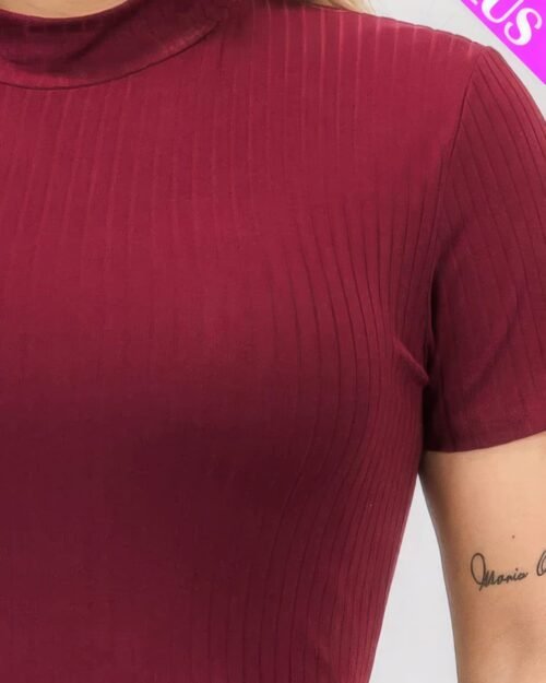 plus size ribbed short sleeve bodysuit