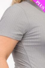 Plus Size Ribbed Short Sleeve Bodysuit