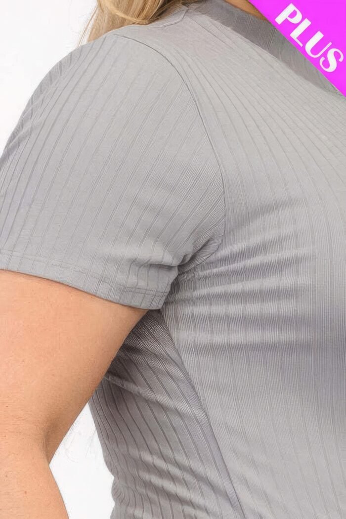 Plus Size Ribbed Short Sleeve Bodysuit - Image 4