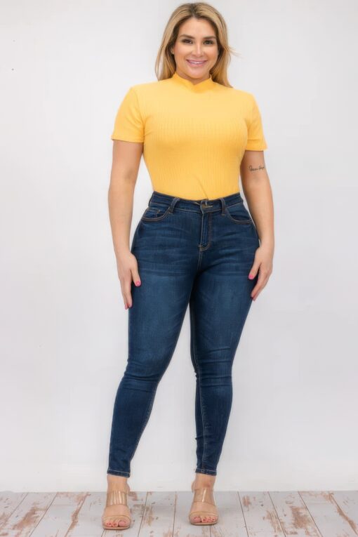 Plus Size Ribbed Short Sleeve Bodysuit - Image 17