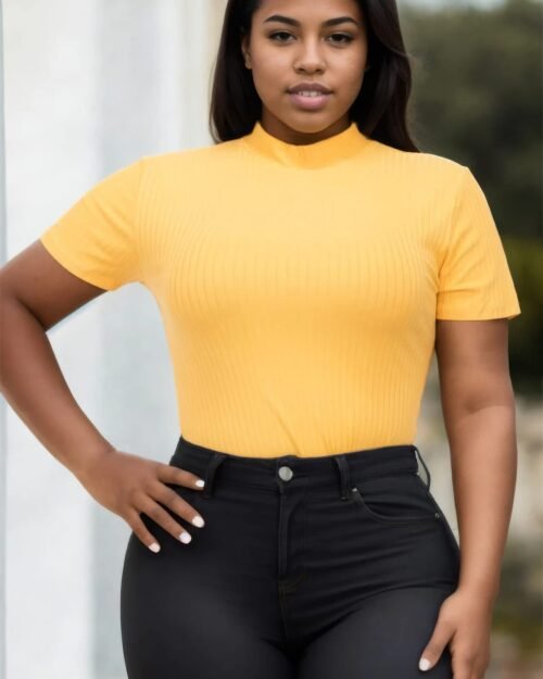 plus size ribbed short sleeve bodysuit