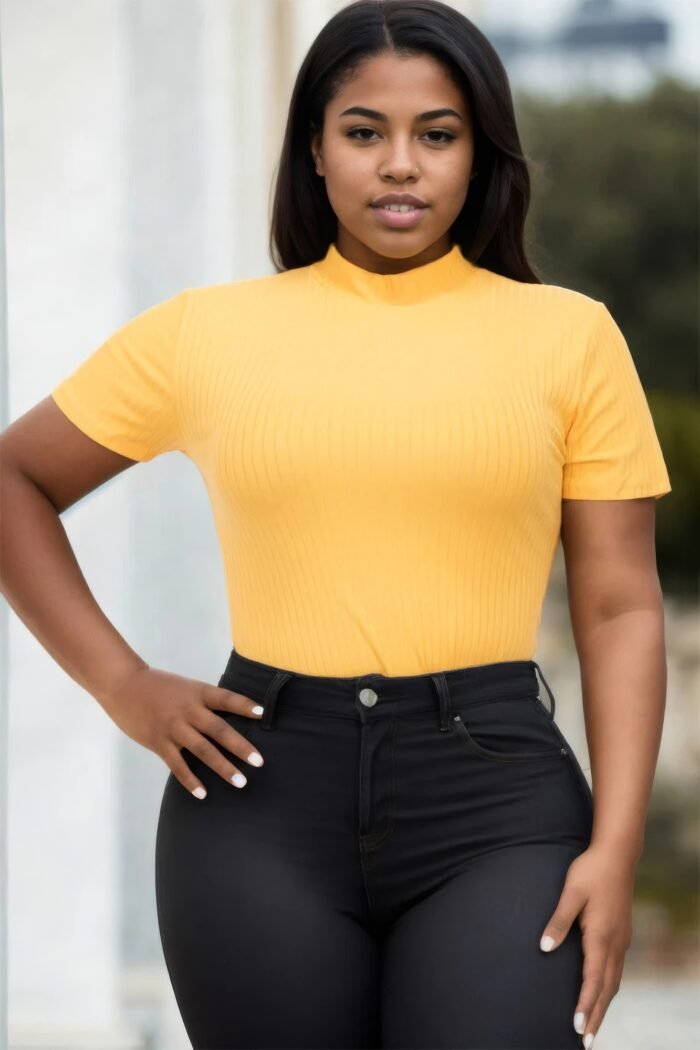 Plus Size Ribbed Short Sleeve Bodysuit - Image 18