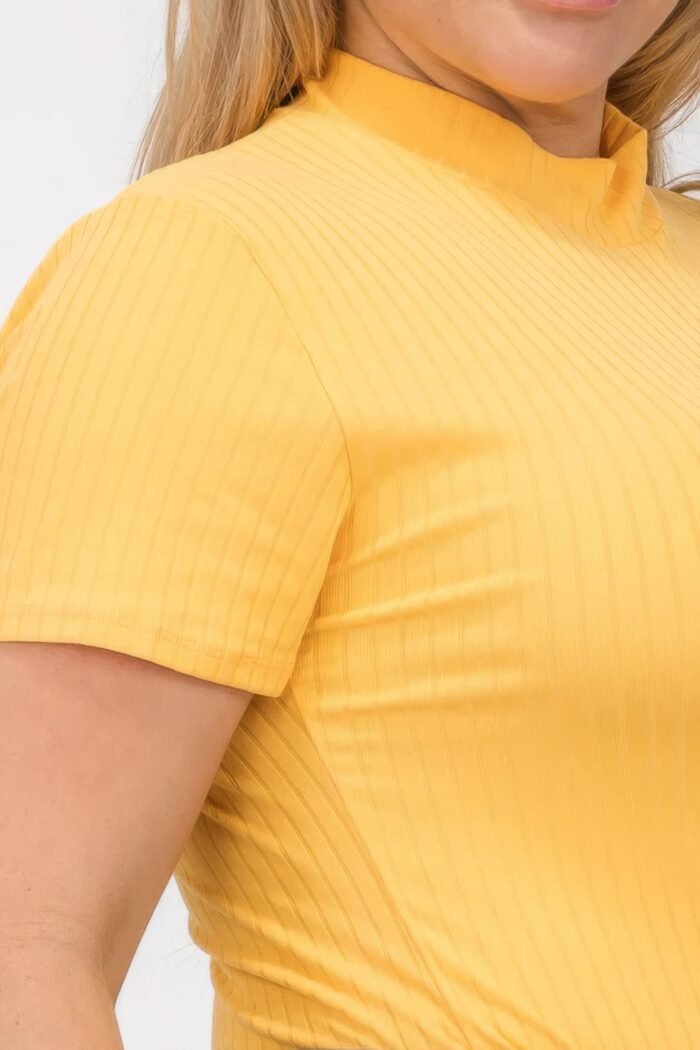 Plus Size Ribbed Short Sleeve Bodysuit - Image 19