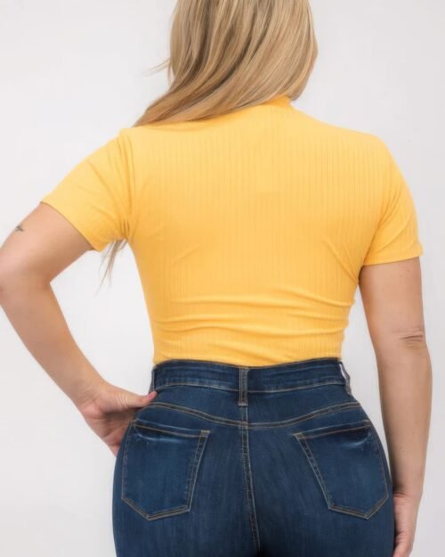 plus size ribbed short sleeve bodysuit