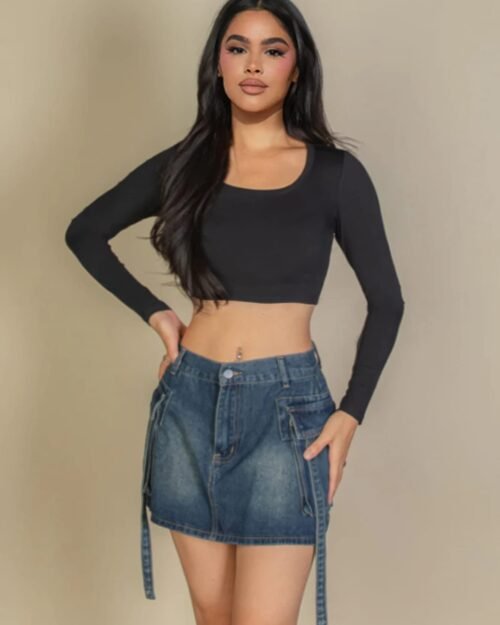 square neck long sleeve top