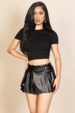 Basic Short Sleeve Ribbed Round Neck Top - Image 12
