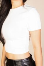 Basic Short Sleeve Ribbed Round Neck Top - Image 8