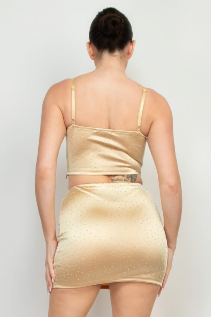 Sweetheart bustier rhinestones crop top