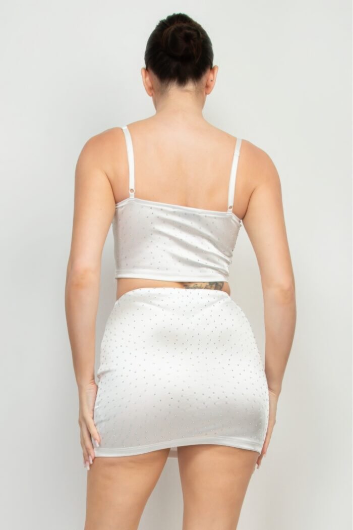 Sweetheart bustier rhinestones crop top