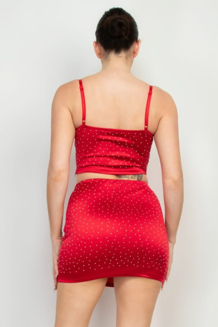 Sweetheart bustier rhinestones crop top