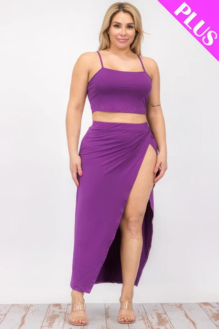 Plus size crop cami & split thigh maxi skirt set - image 22