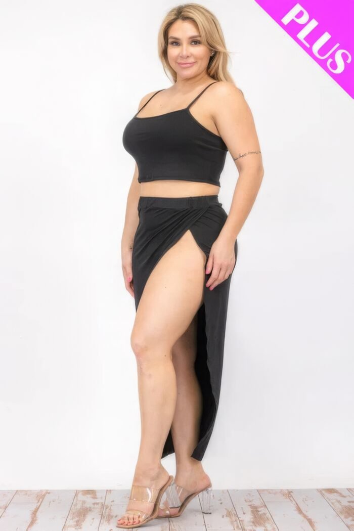 Plus size crop cami & split thigh maxi skirt set - image 18