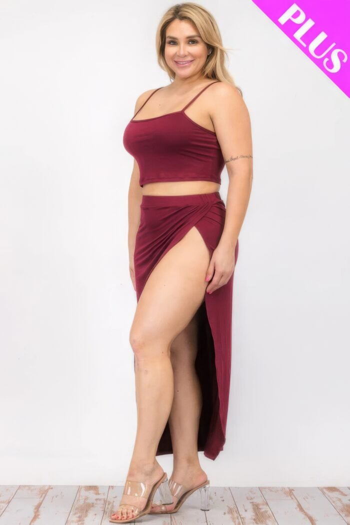 Plus size crop cami & split thigh maxi skirt set - image 13