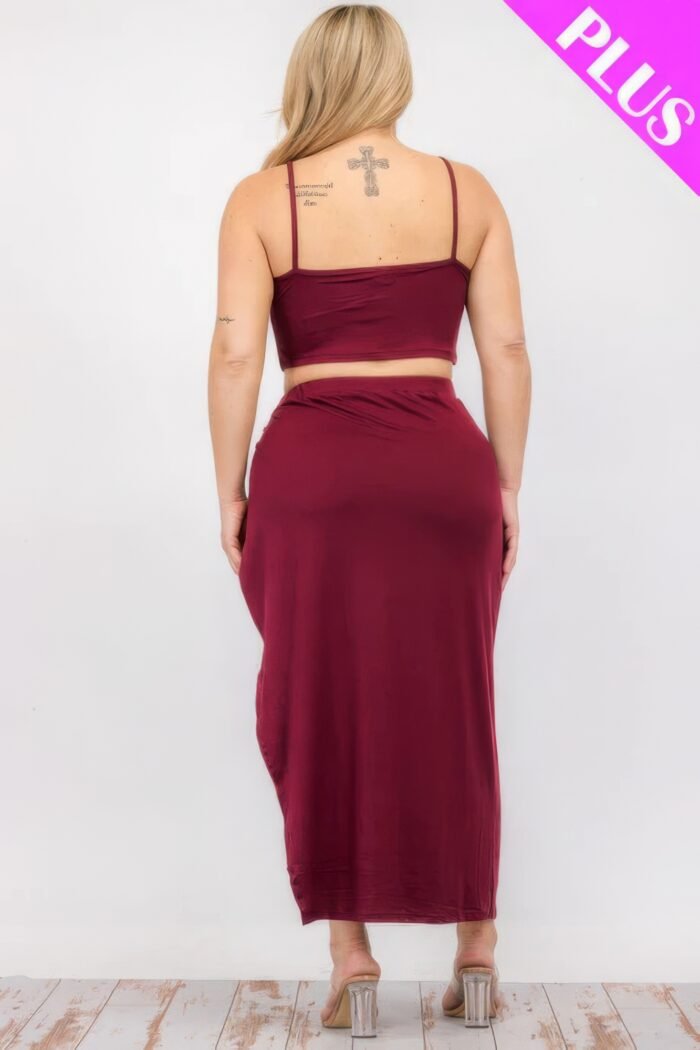 Plus size crop cami & split thigh maxi skirt set - image 15