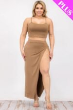 Plus Size Crop Cami & Split Thigh Maxi Skirt Set - Image 6