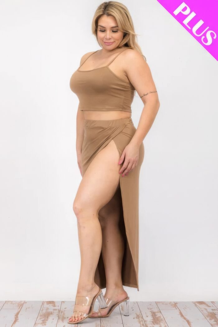 Plus size crop cami & split thigh maxi skirt set - image 8