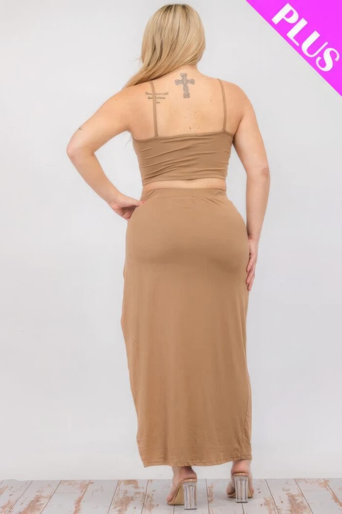 Plus size crop cami & split thigh maxi skirt set - image 10