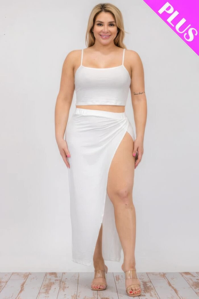 Plus size crop cami & split thigh maxi skirt set - image 1