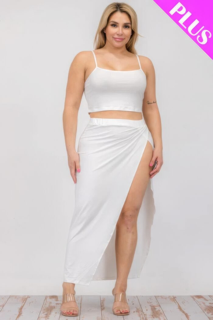 Plus size crop cami & split thigh maxi skirt set - image 2