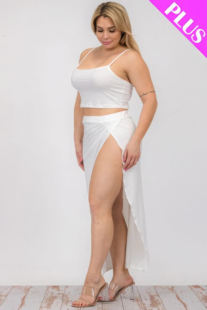Plus size crop cami & split thigh maxi skirt set - image 3