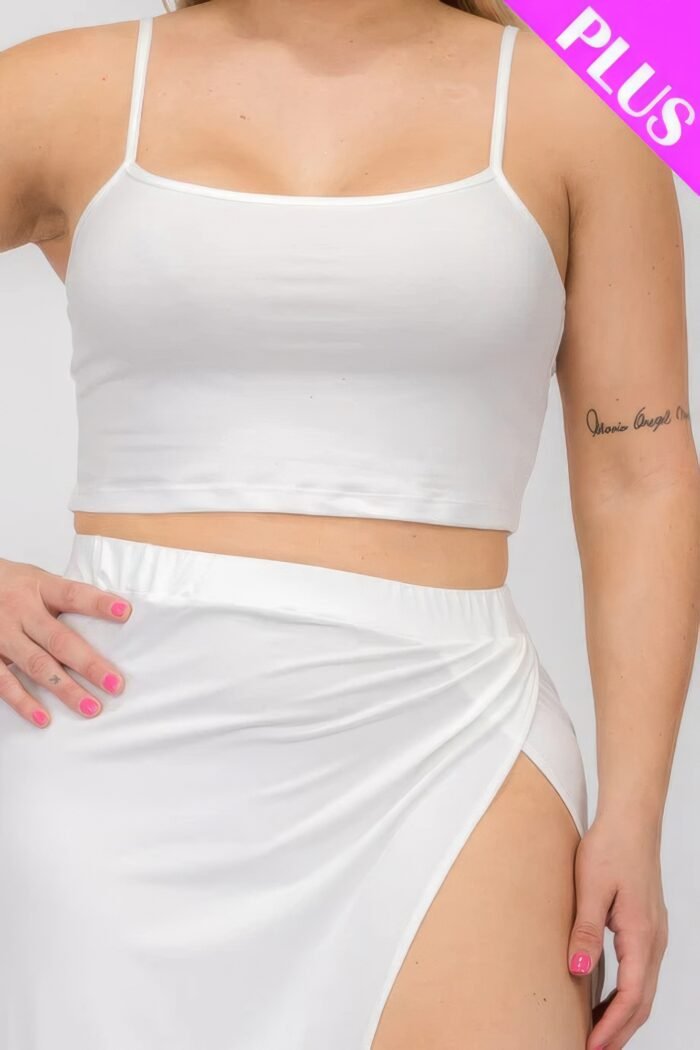 Plus size crop cami & split thigh maxi skirt set - image 4