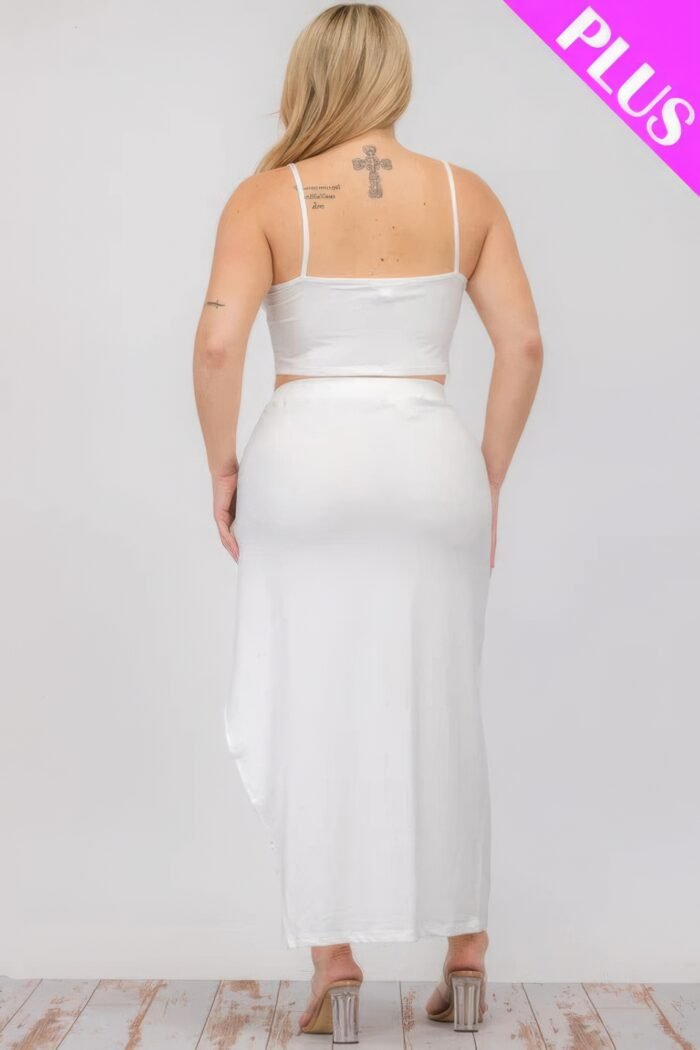 Plus size crop cami & split thigh maxi skirt set - image 5