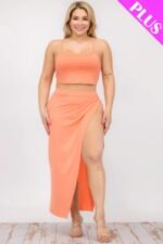 Plus Size Crop Cami & Split Thigh Maxi Skirt Set - Image 29