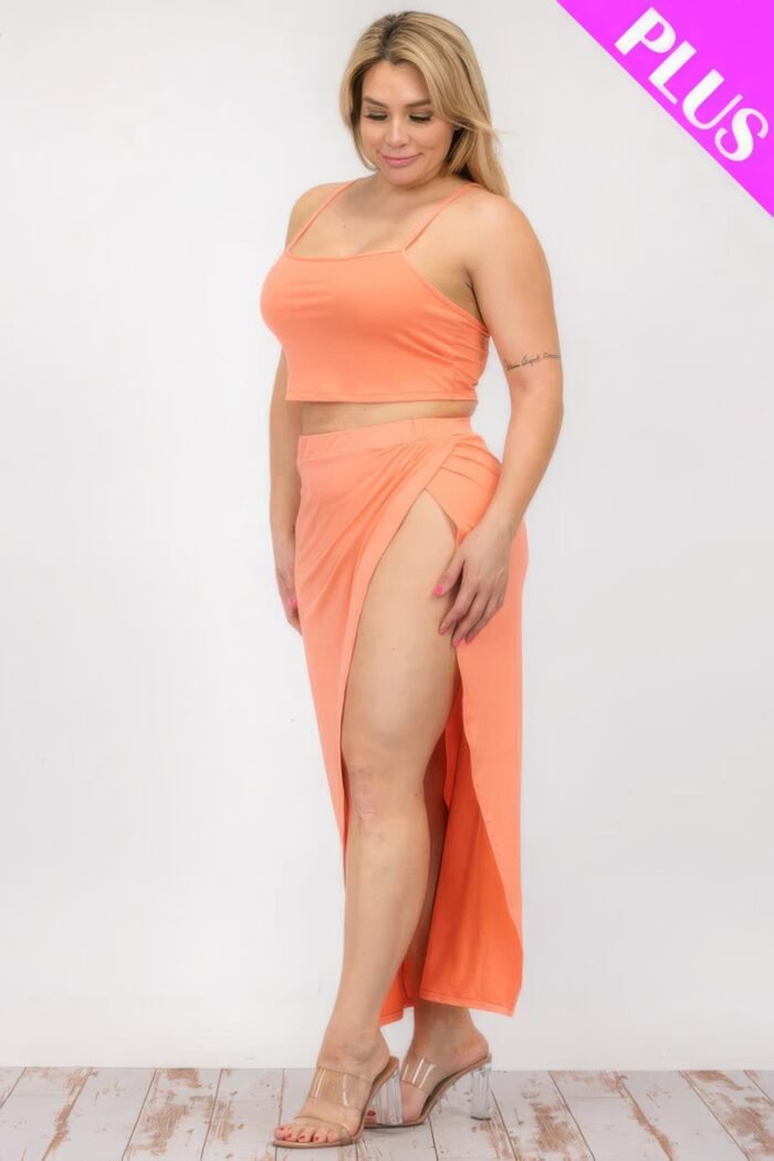 Plus size crop cami & split thigh maxi skirt set - image 31
