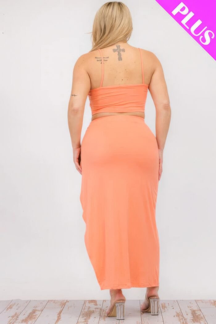 Plus size crop cami & split thigh maxi skirt set - image 33
